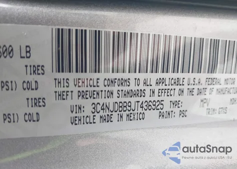 2018 Jeep Compass Latitude 4X4 из США, поврежденный, VIN 3C4NJDBB9JT436925